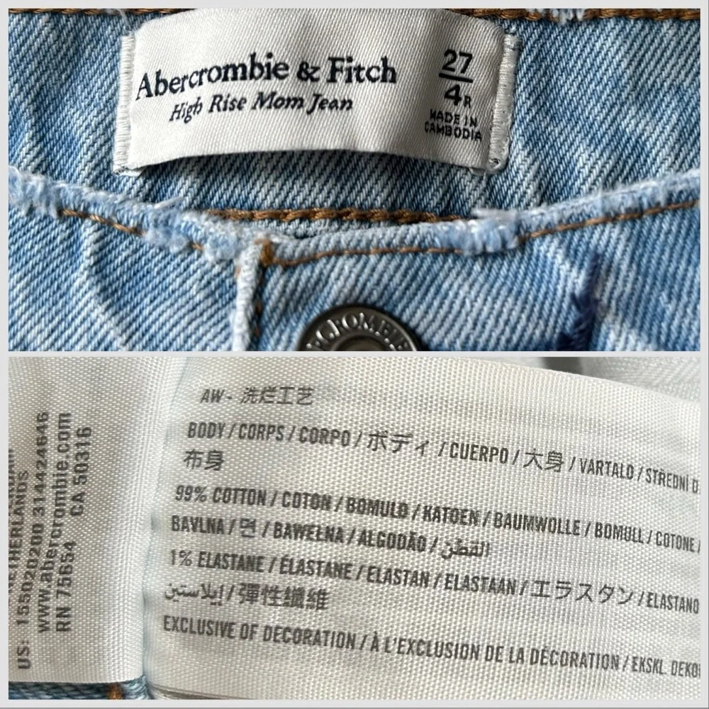 Abercrombie & Fitch High Rise Mom Jean Light Wash Sz 27